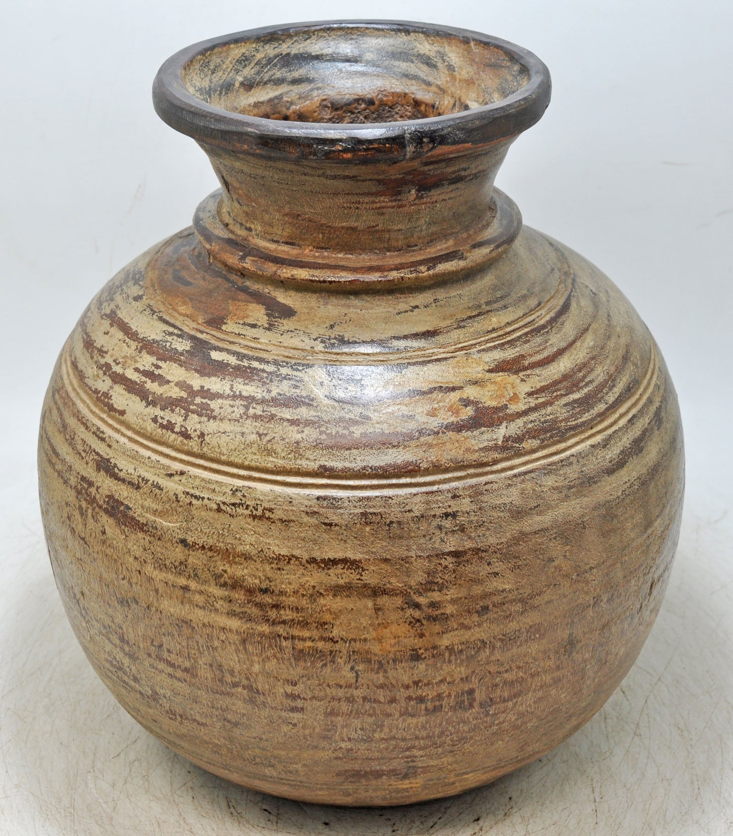Antique Wooden Himalayan Water Storage Pot Original Old Hand Carved