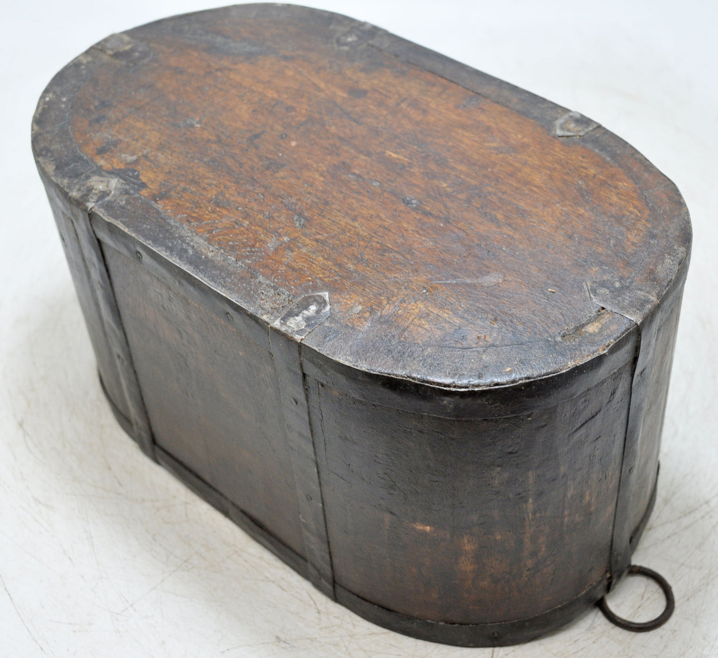Vintage Wooden Oval Basket Planter Pot Original Old Hand Crafted