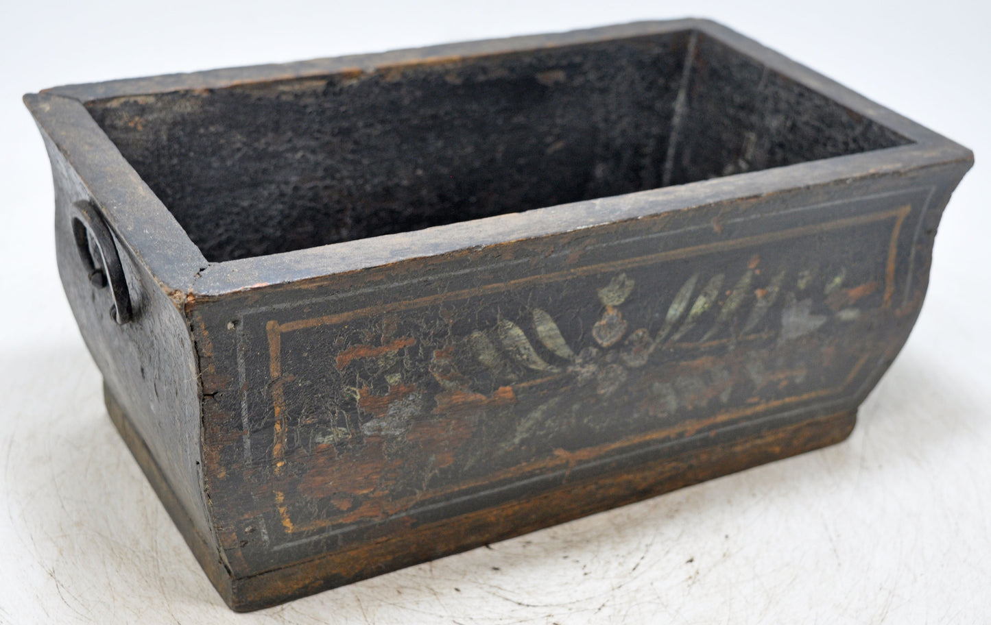 Vintage Wooden Rectangle Basket Planter Pot Original Old Hand Crafted Painted