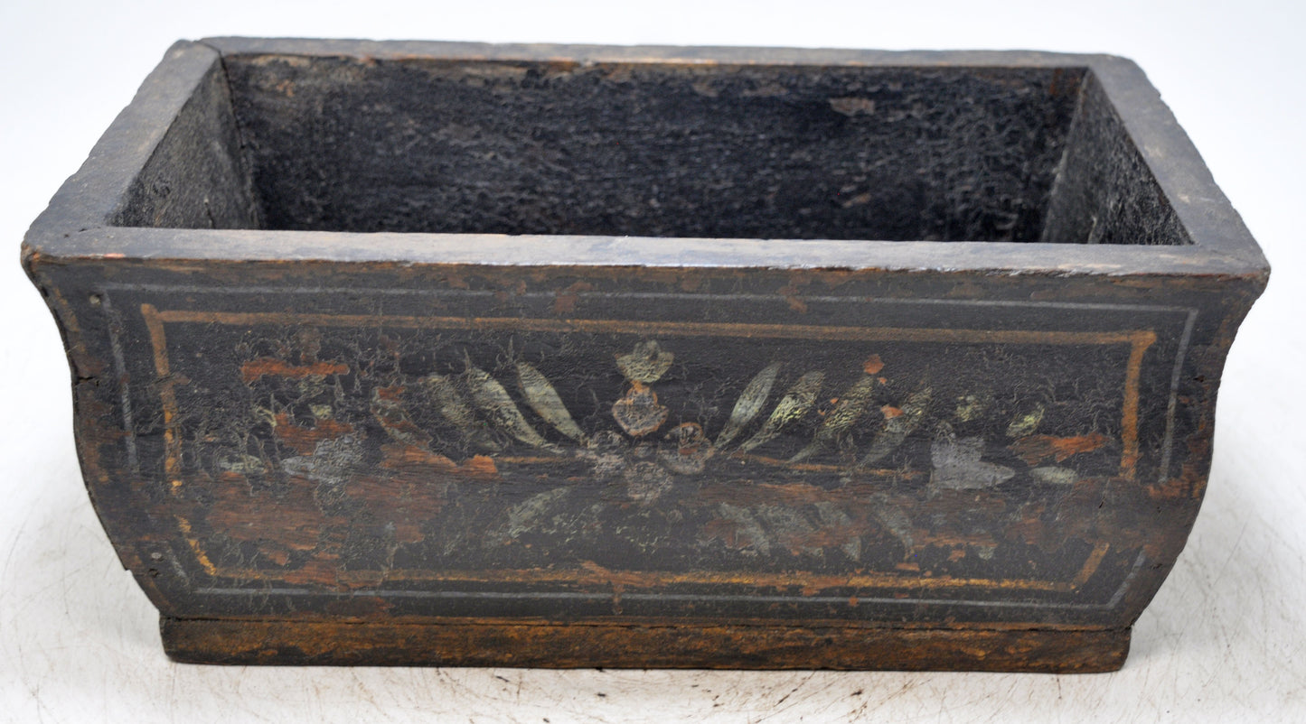 Vintage Wooden Rectangle Basket Planter Pot Original Old Hand Crafted Painted