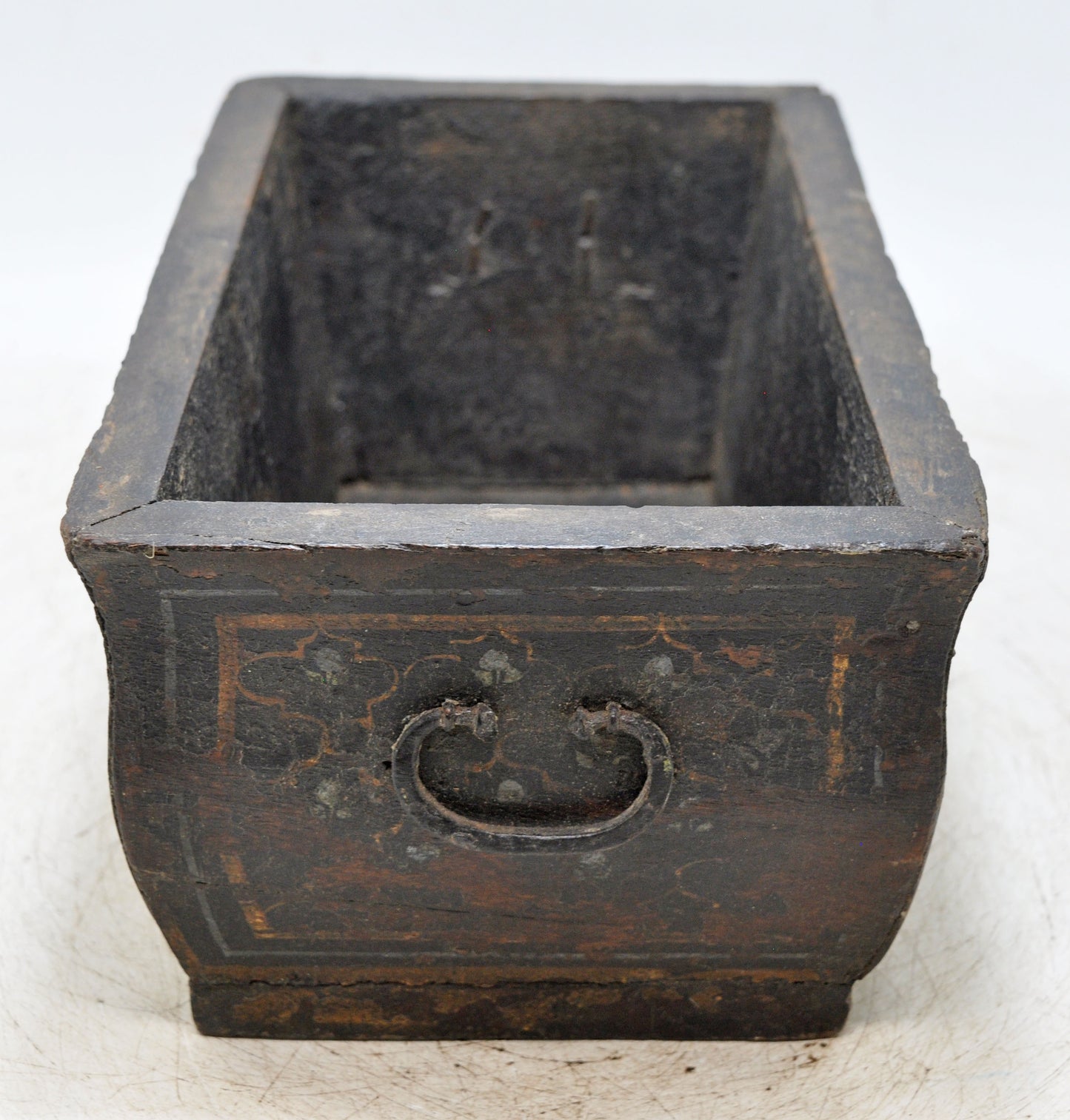 Vintage Wooden Rectangle Basket Planter Pot Original Old Hand Crafted Painted
