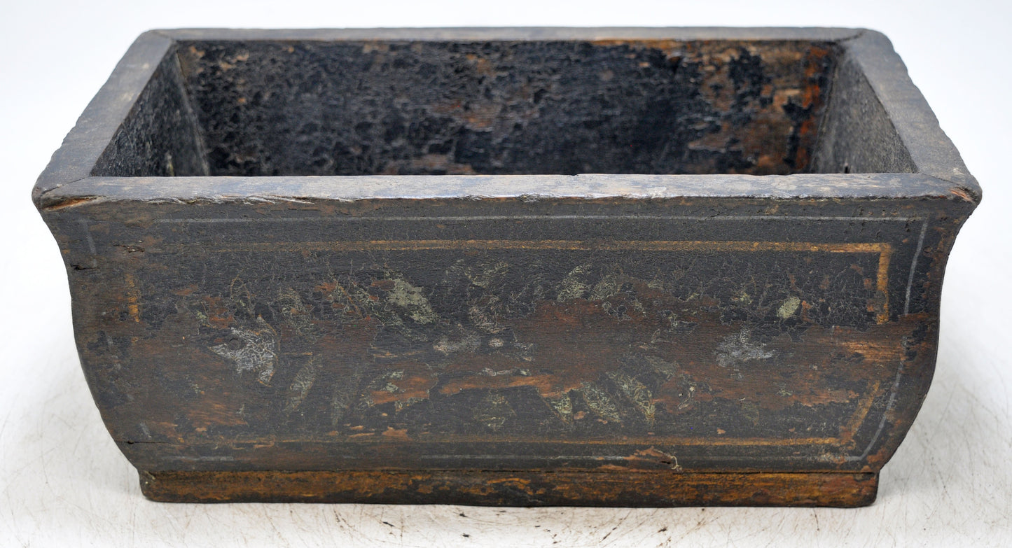 Vintage Wooden Rectangle Basket Planter Pot Original Old Hand Crafted Painted
