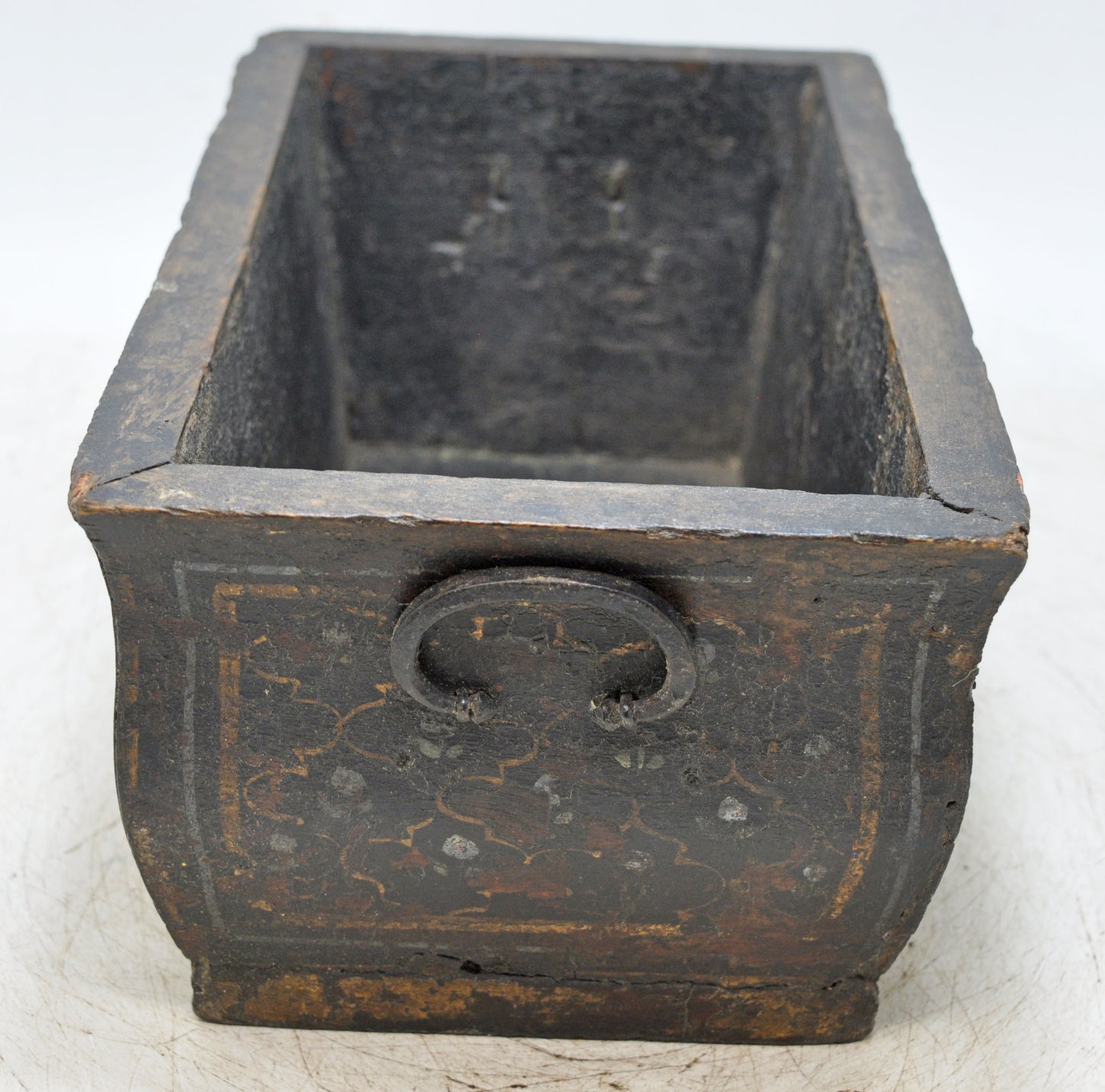 Vintage Wooden Rectangle Basket Planter Pot Original Old Hand Crafted Painted