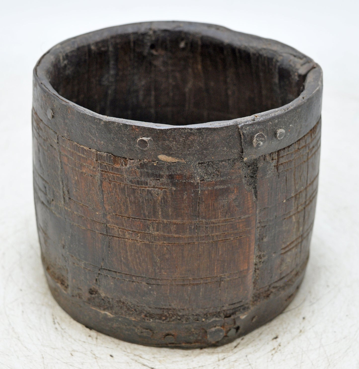 Antique Wooden Grain Measurement Paili Pot Original Old Hand Carved