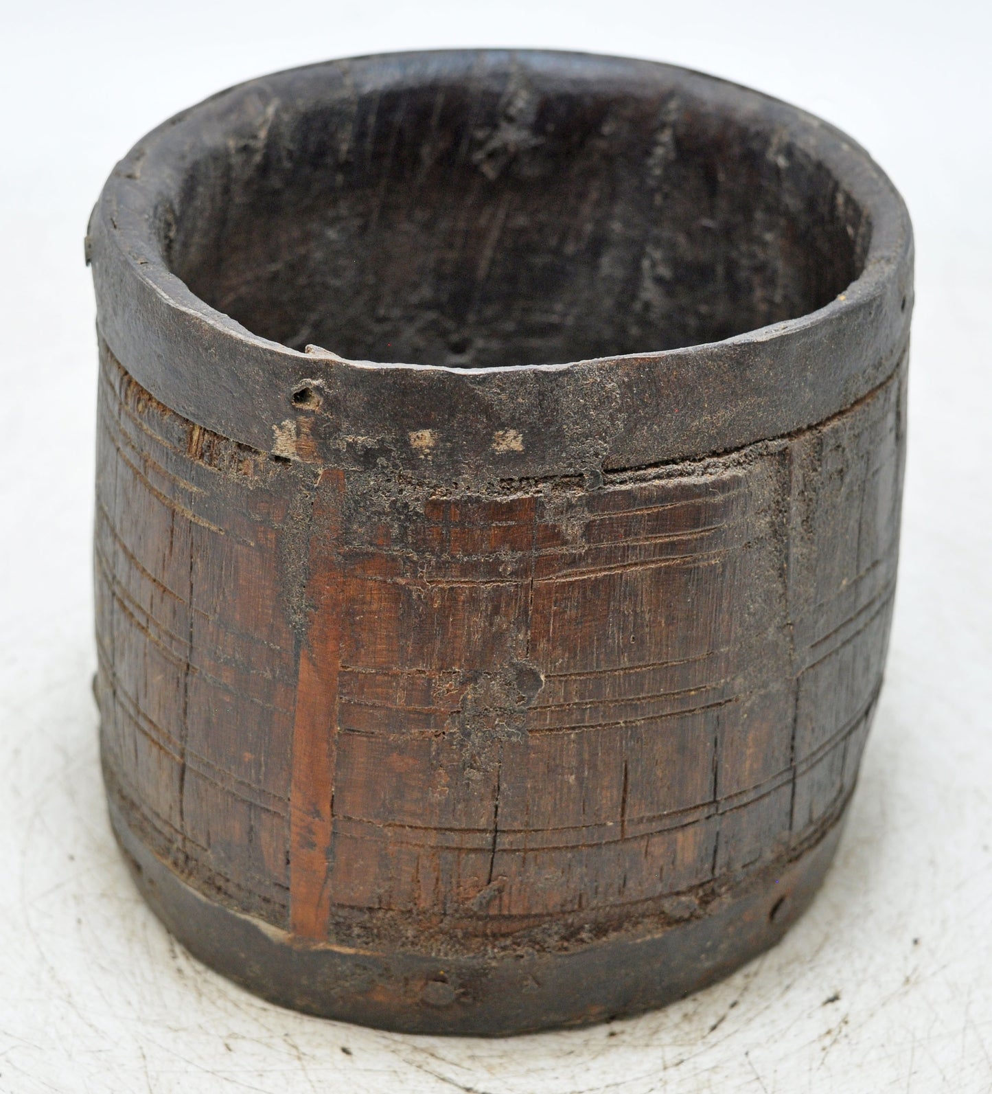 Antique Wooden Grain Measurement Paili Pot Original Old Hand Carved