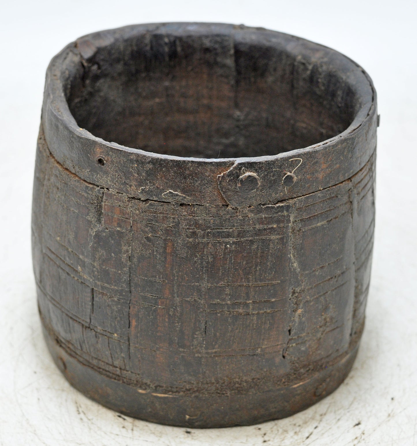 Antique Wooden Grain Measurement Paili Pot Original Old Hand Carved