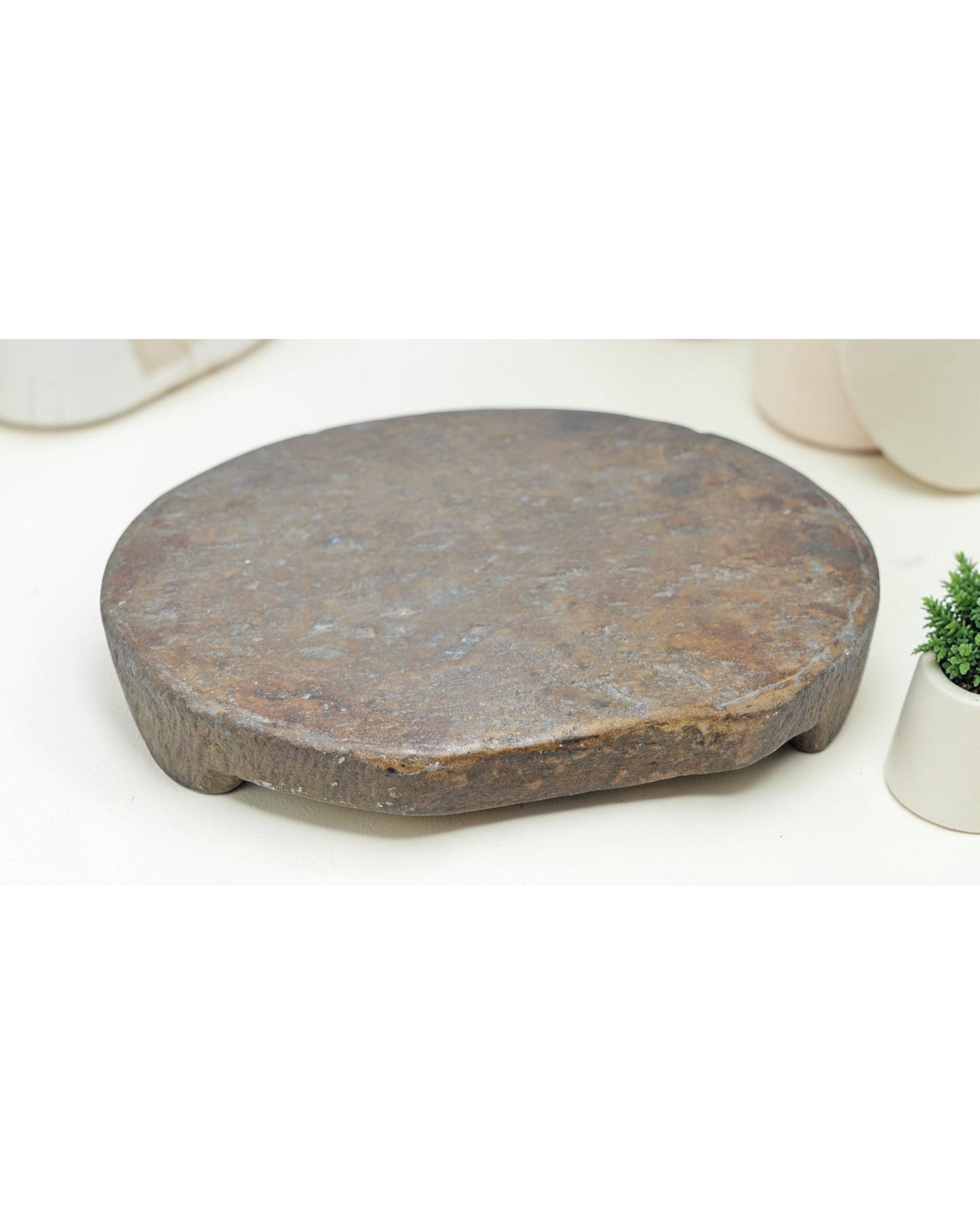 Antique Sand Stone Round Large Chapati Bread Rolling Plate Original Old Hand Carved