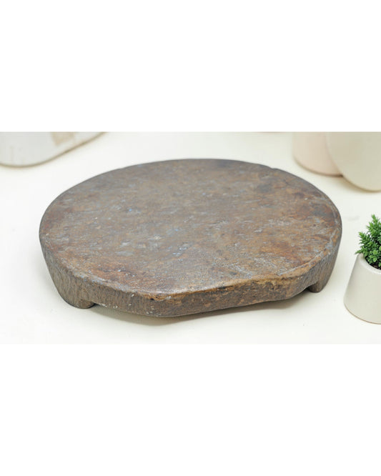 Antique Sand Stone Round Large Chapati Bread Rolling Plate Original Old Hand Carved