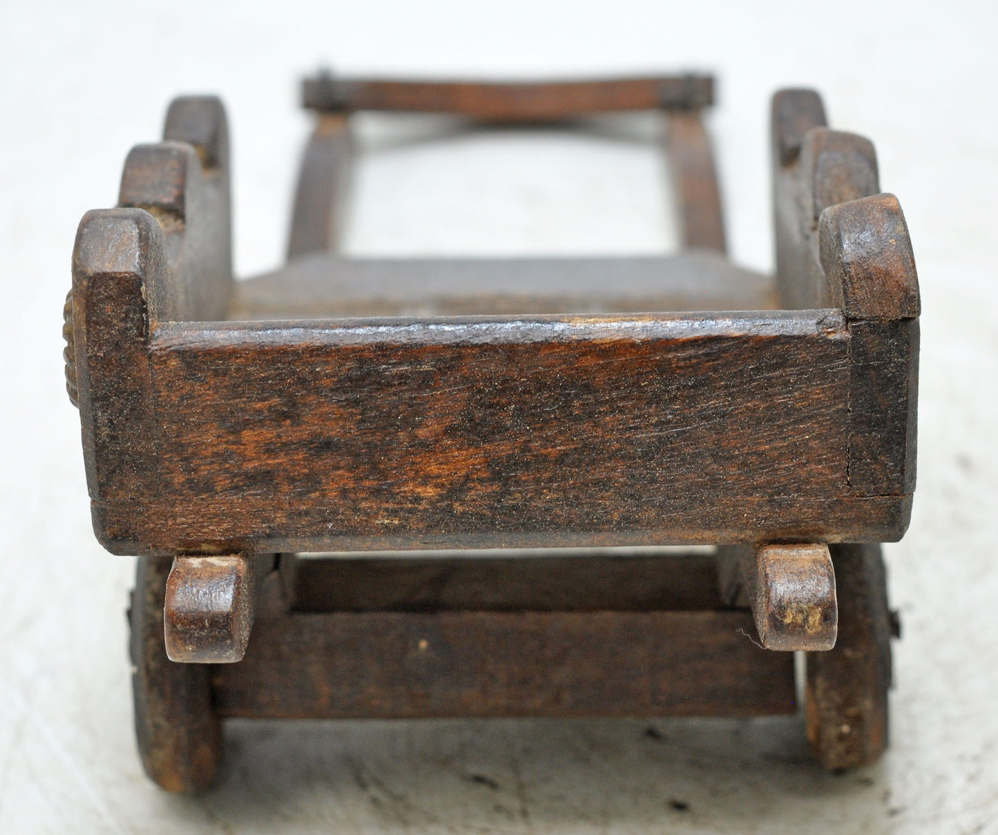 Vintage Wooden Cow Cart Figurine Model Original Old Hand Crafted