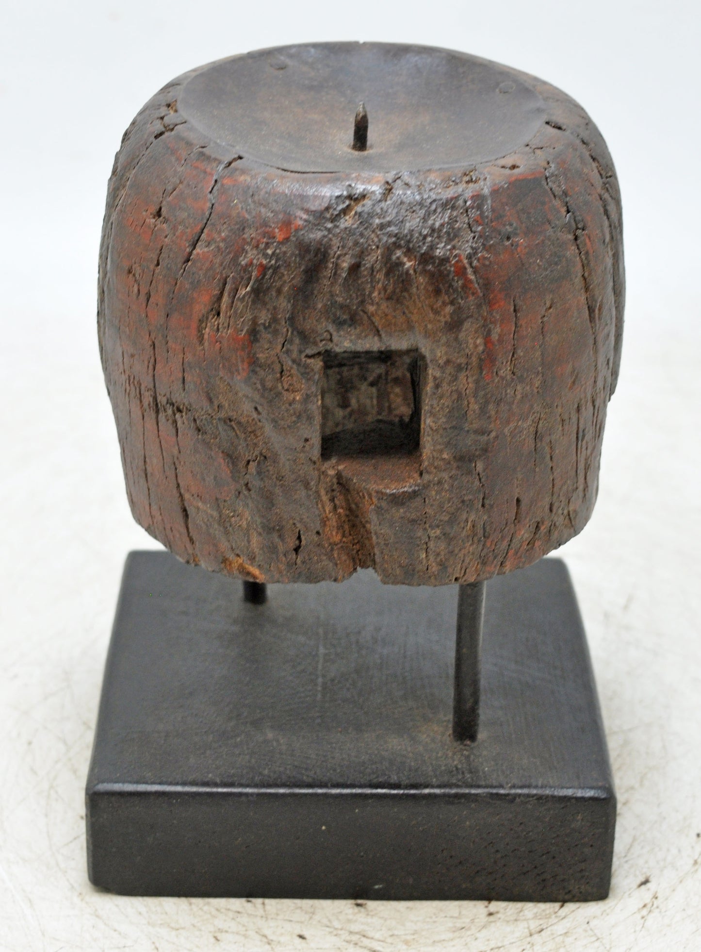 Antique Wooden Candle Holder Stand Original Old Hand Carved