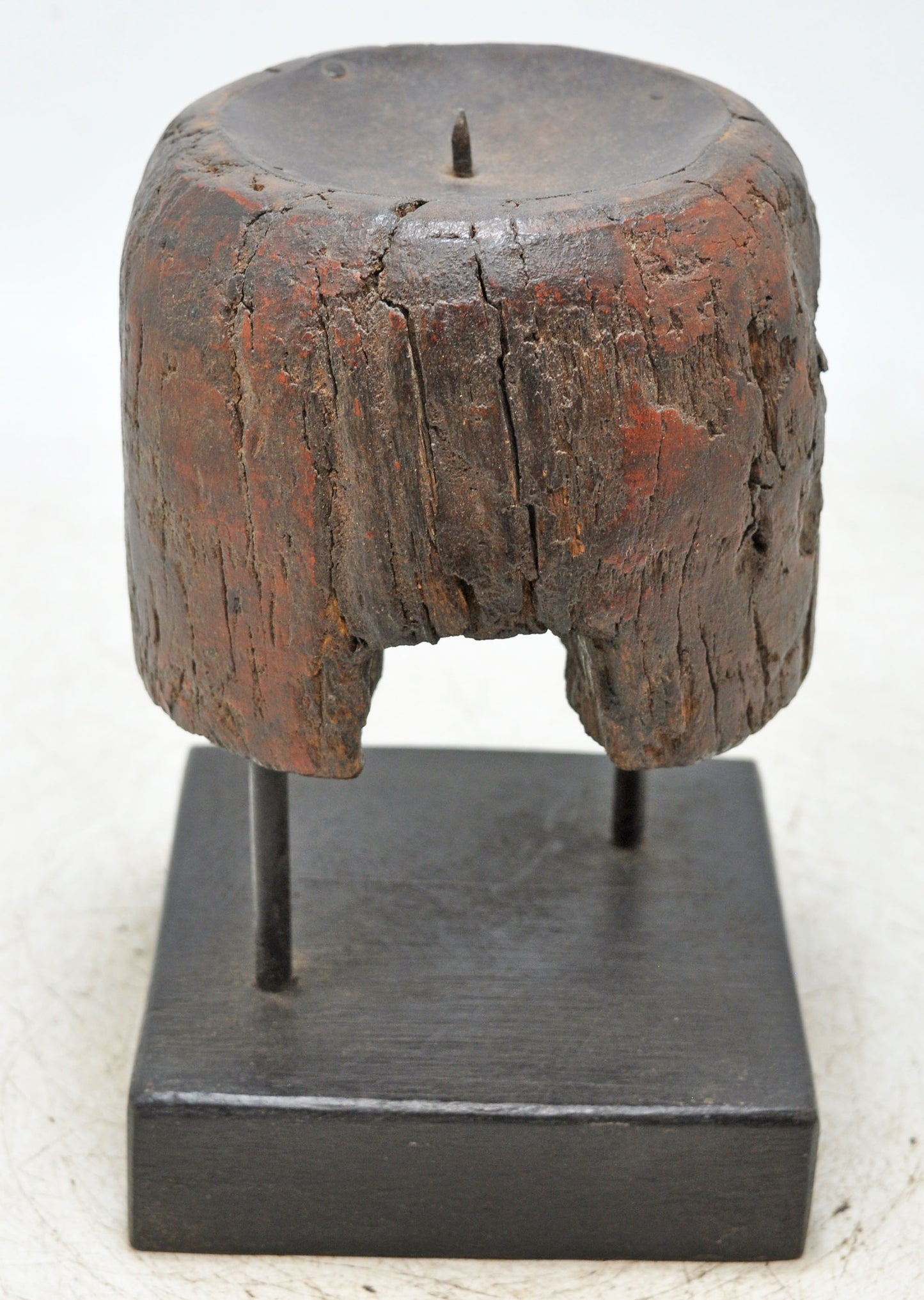 Antique Wooden Candle Holder Stand Original Old Hand Carved