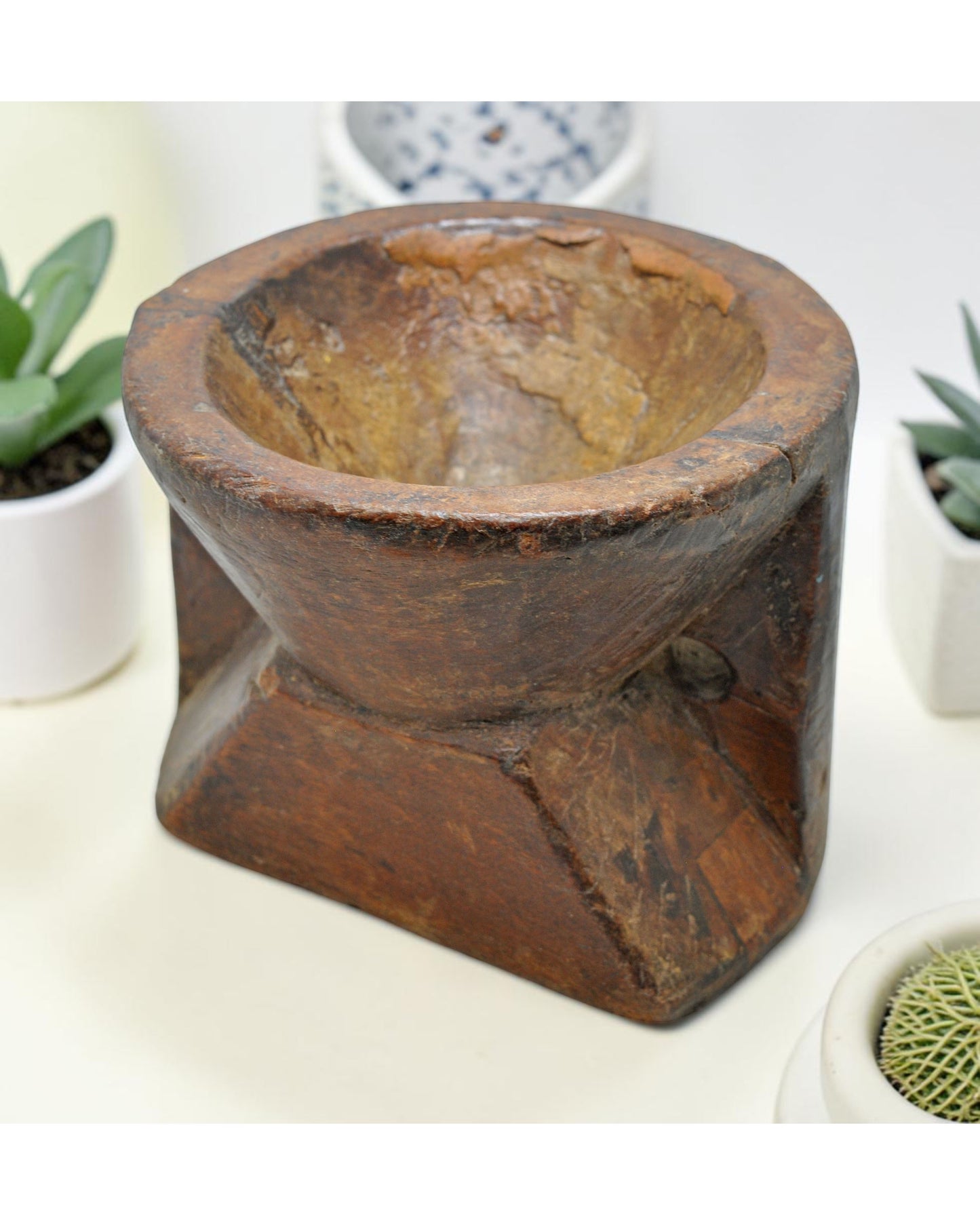 Antique Wooden Agricultural Bijni Seed Holder Original Old Hand Carved