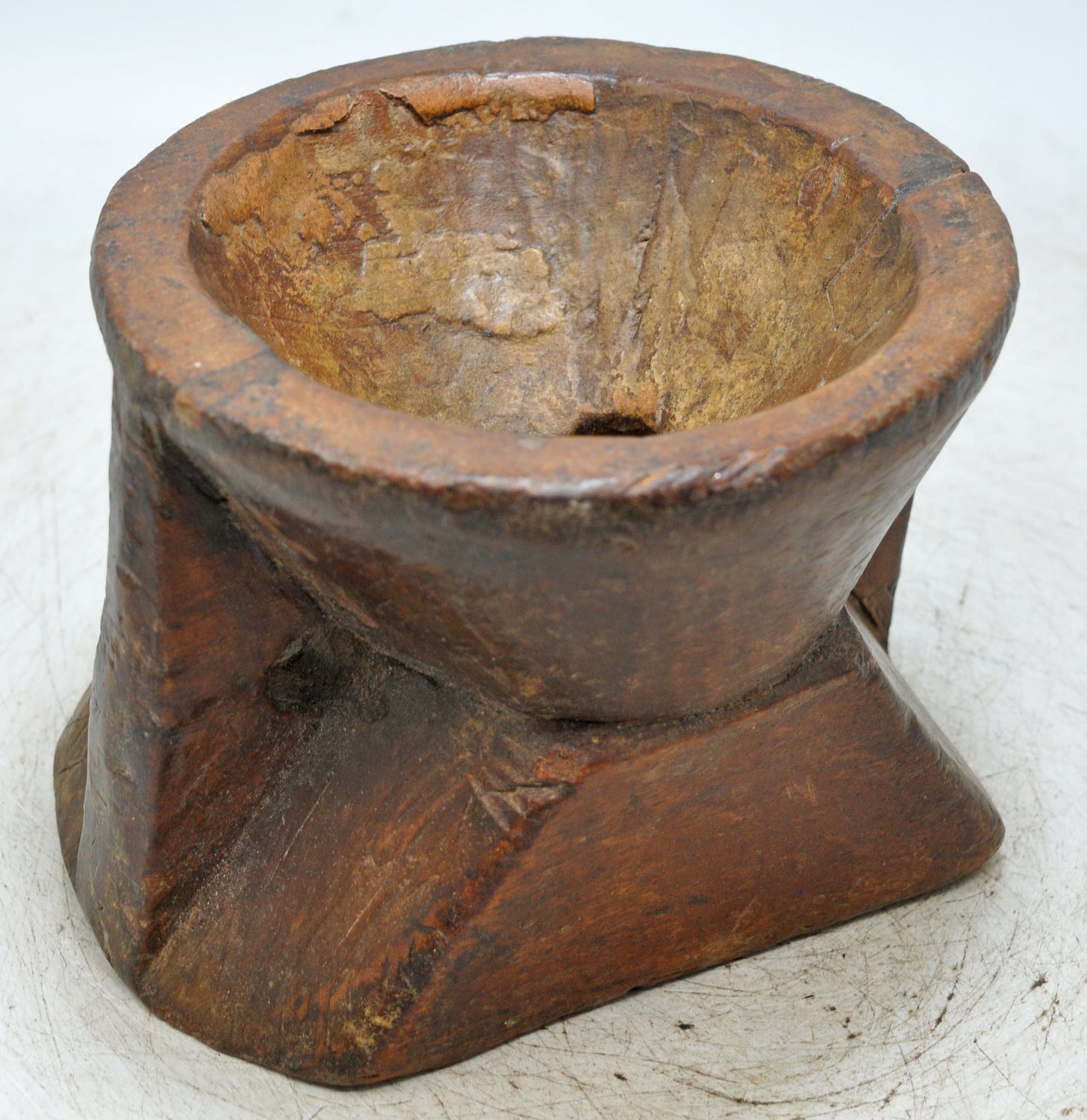 Antique Wooden Agricultural Bijni Seed Holder Original Old Hand Carved