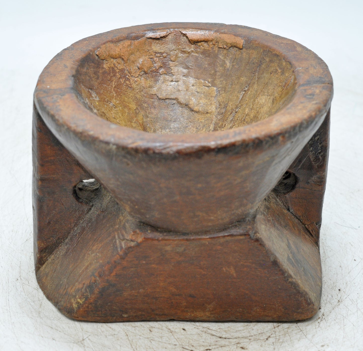 Antique Wooden Agricultural Bijni Seed Holder Original Old Hand Carved