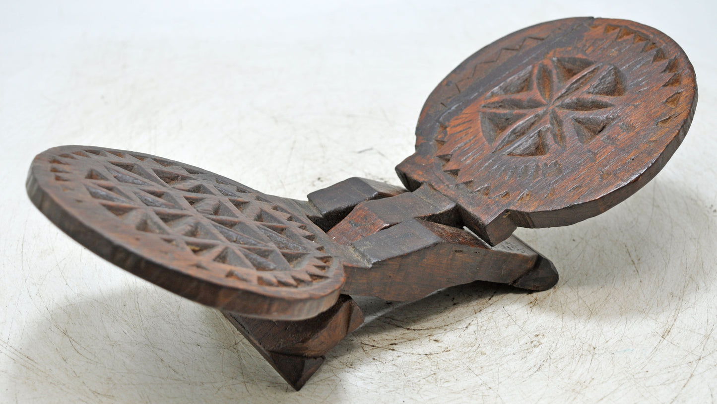 Antique Wooden Kitchenware Sweet Making Mould Original Old Hand Carved