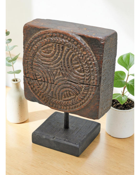 Antique Wooden Kitchenware Sweet Making Mould Original Old Hand Carved