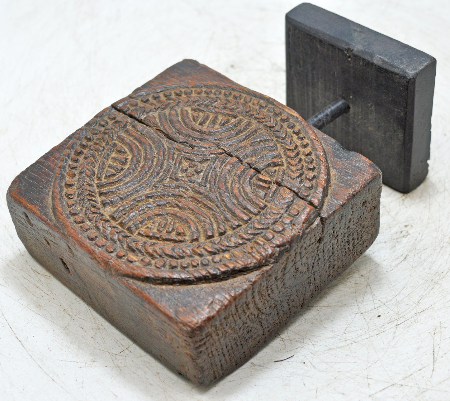 Antique Wooden Kitchenware Sweet Making Mould Original Old Hand Carved