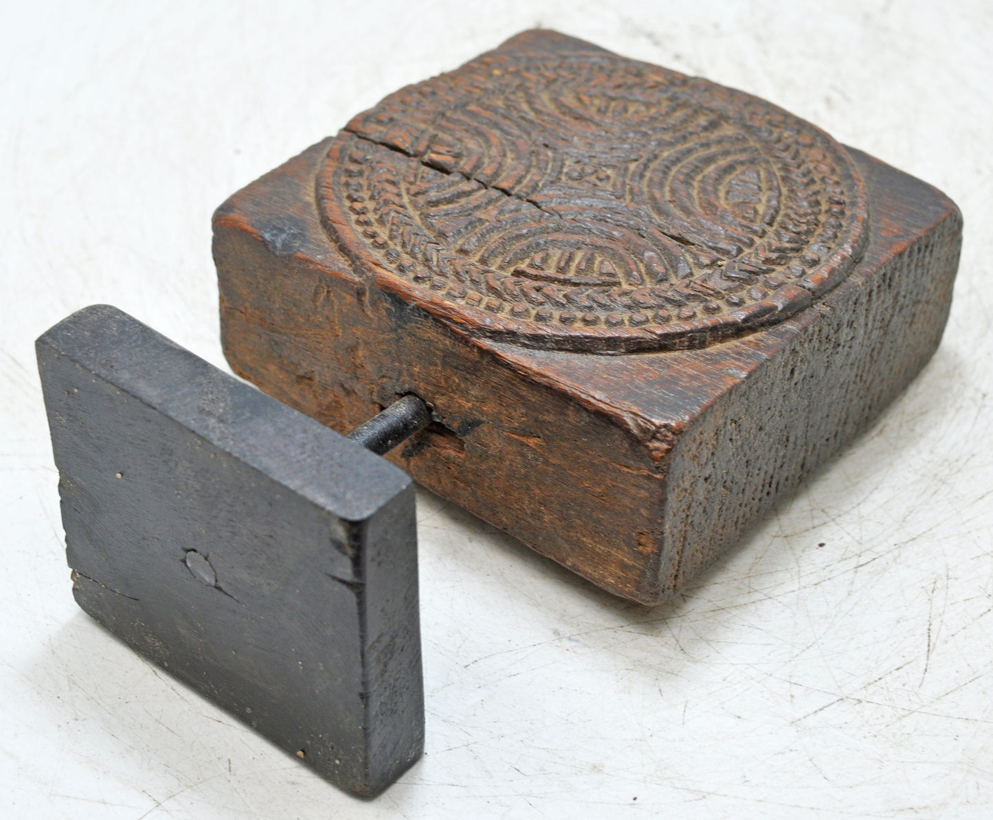 Antique Wooden Kitchenware Sweet Making Mould Original Old Hand Carved