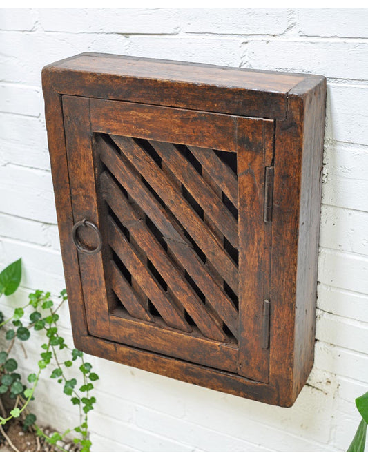 Vintage Wooden Wall Décor Key Hanging Cabinet Box Original Old Hand Crafted
