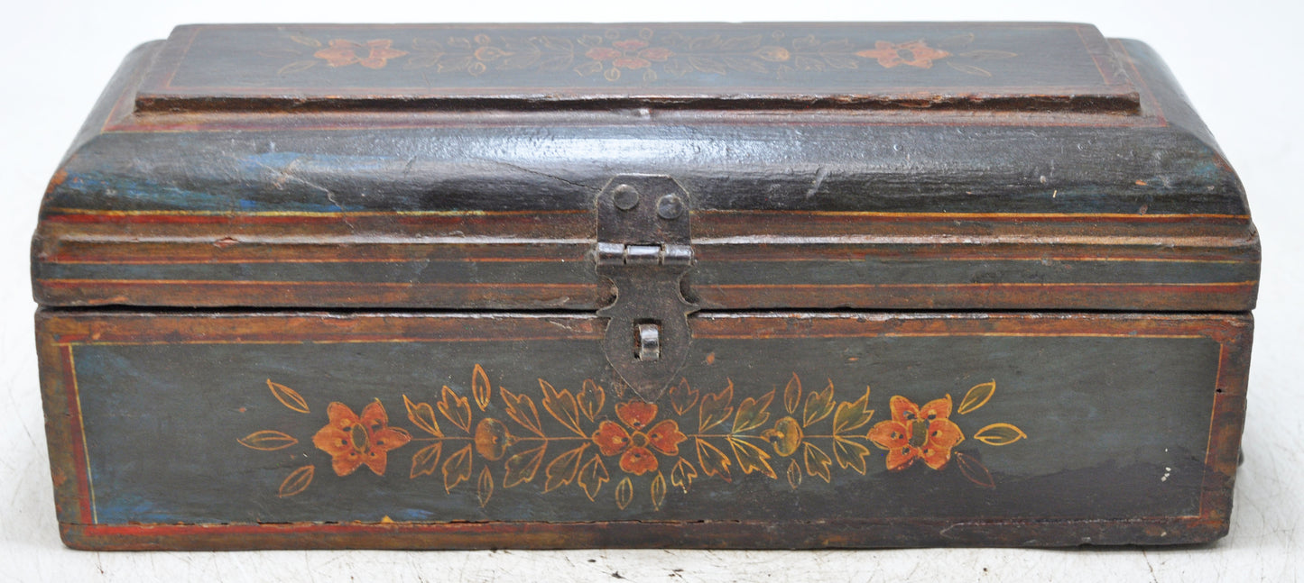 Vintage Wooden Pencil Stationary Box Original Old Hand Crafted Painted