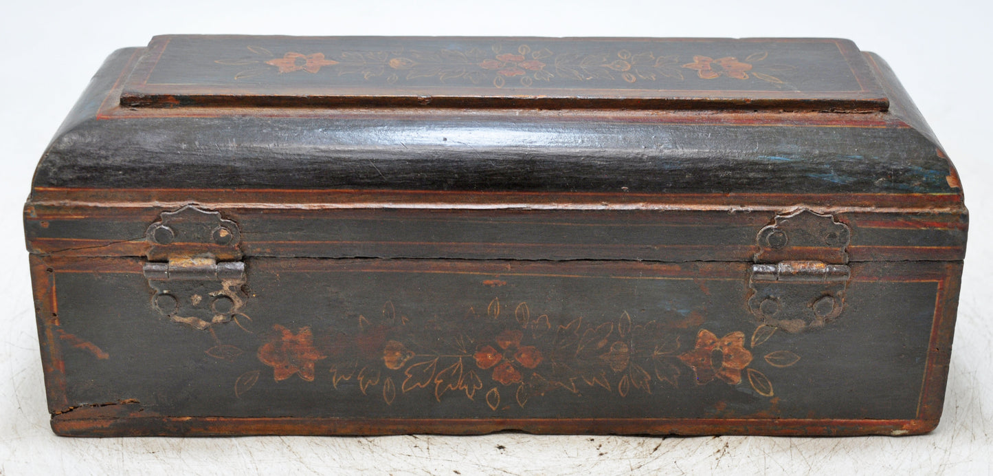 Vintage Wooden Pencil Stationary Box Original Old Hand Crafted Painted