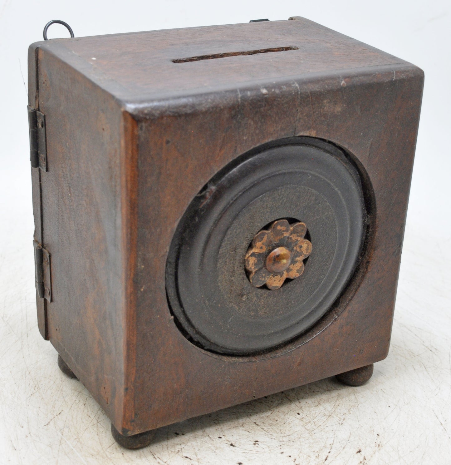 Antique Wooden Square Coin Money Bank Box Original Old Hand Crafted