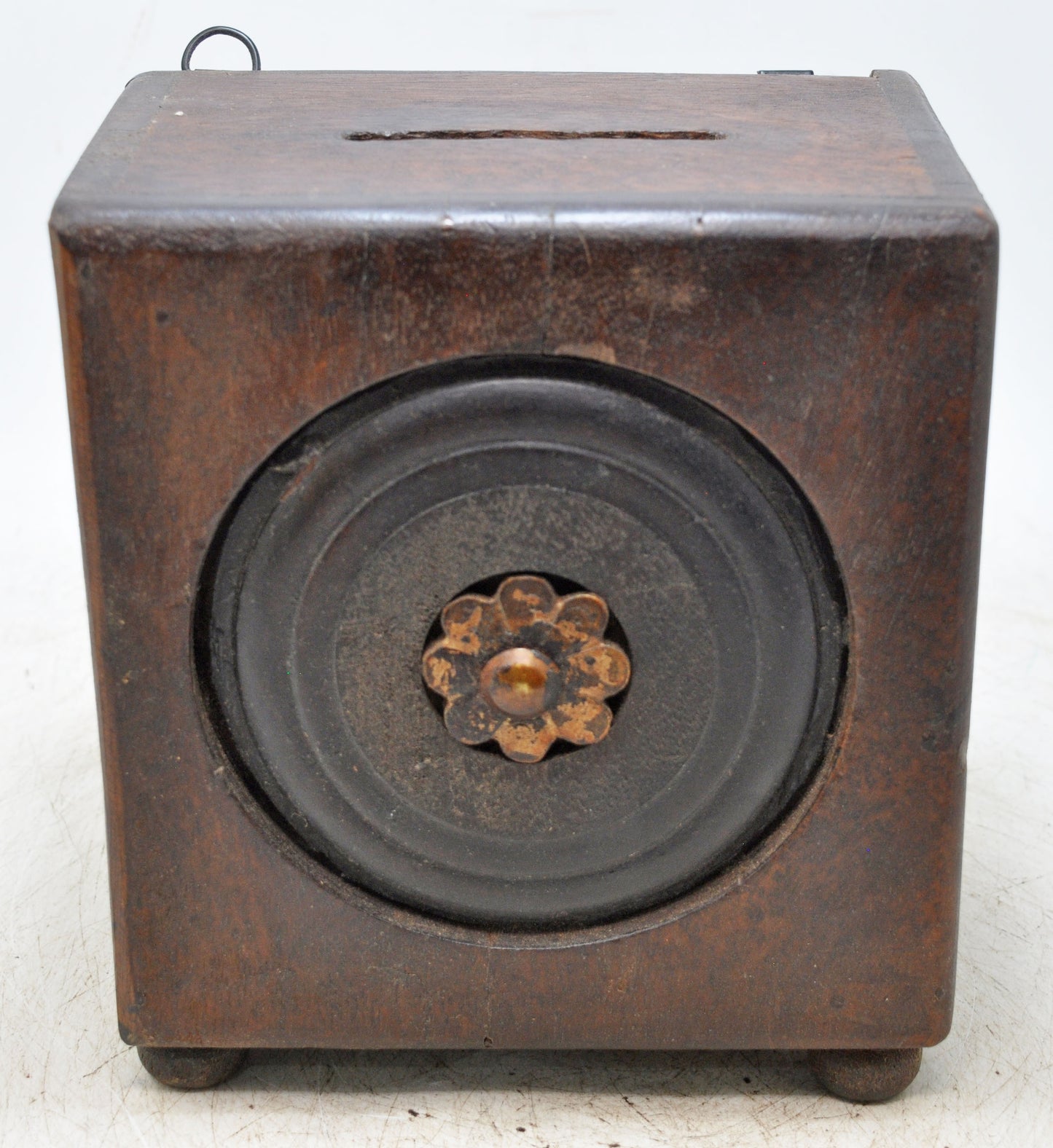 Antique Wooden Square Coin Money Bank Box Original Old Hand Crafted