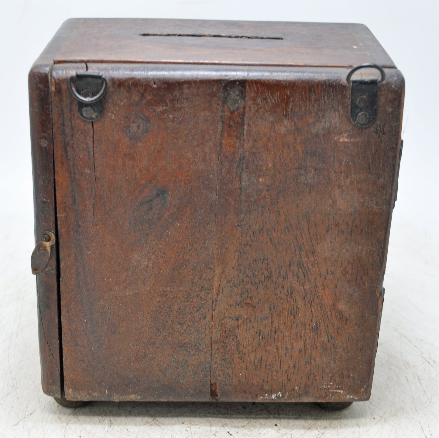 Antique Wooden Square Coin Money Bank Box Original Old Hand Crafted