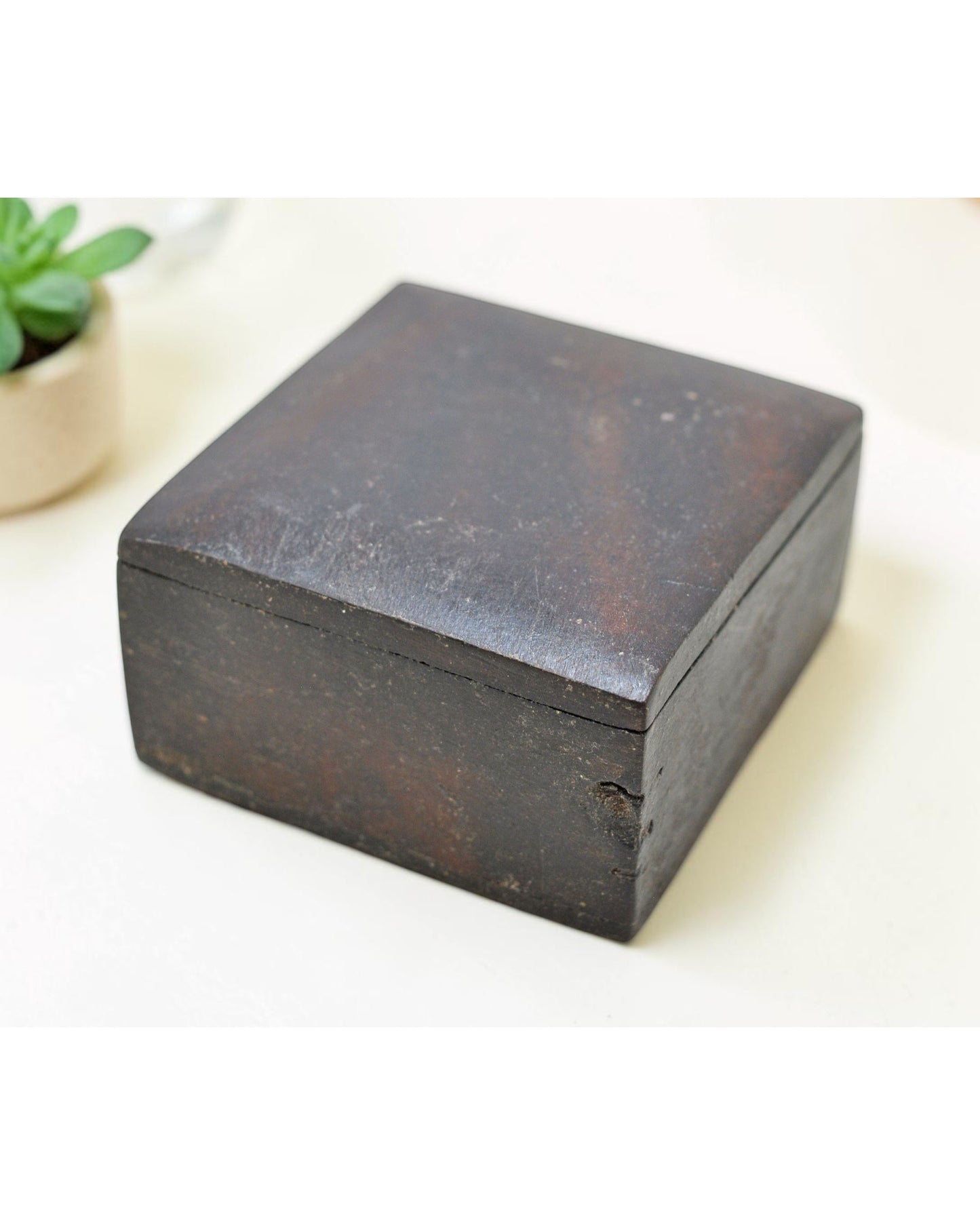 Vintage Wooden Small Square Box Original Old Hand Crafted