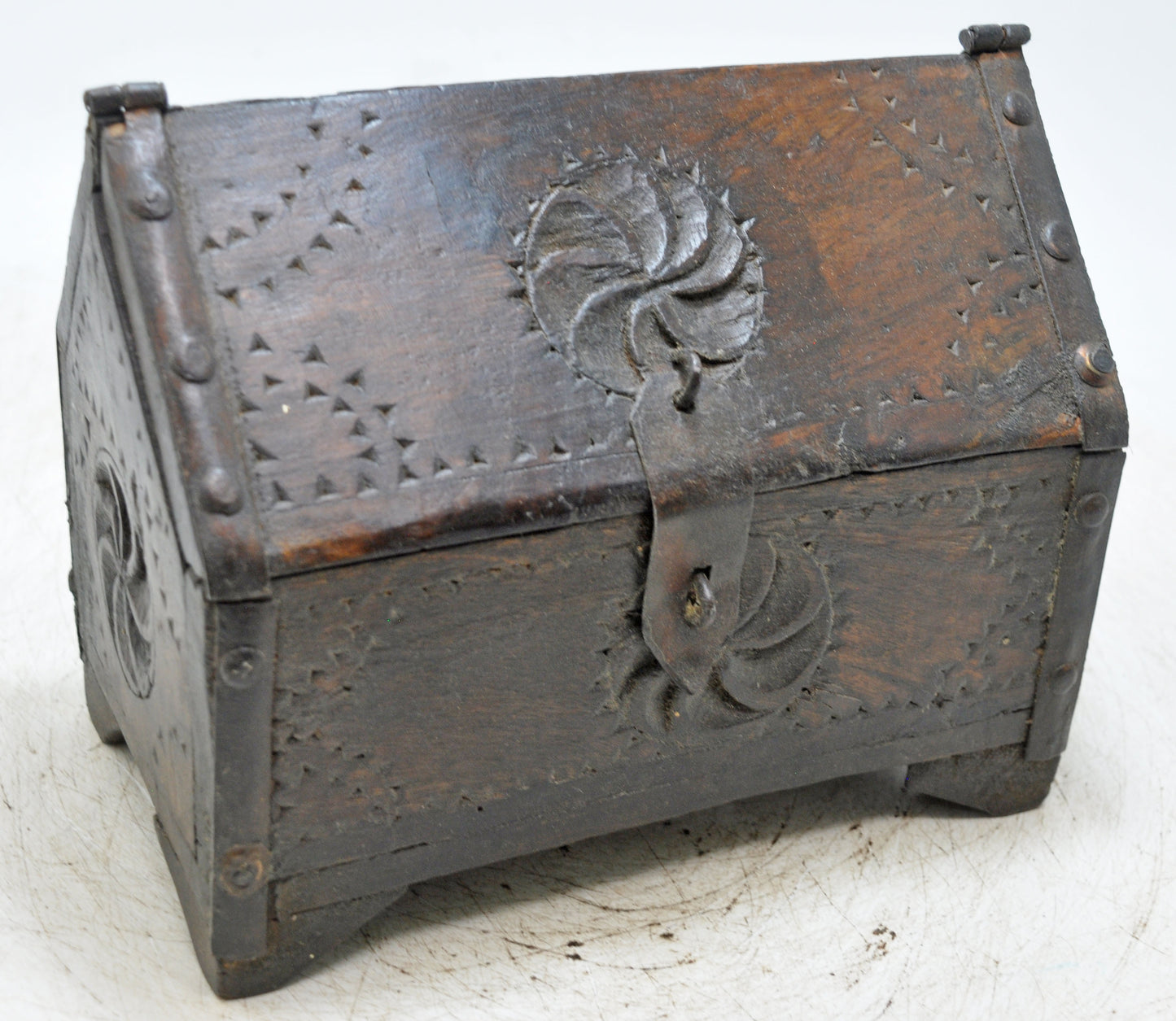 Vintage Wooden Dome Shaped Storage Box Original Old Hand Carved