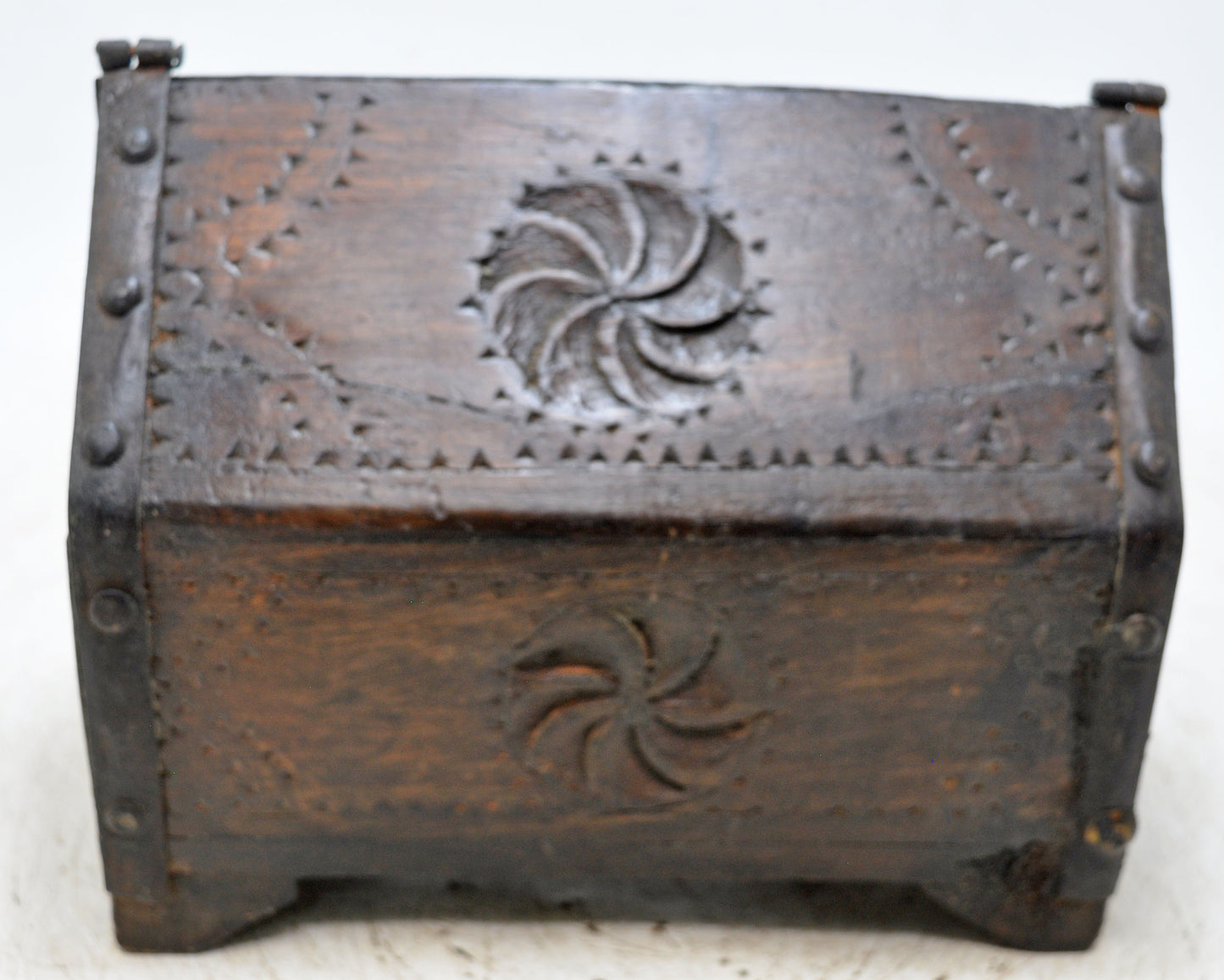 Vintage Wooden Dome Shaped Storage Box Original Old Hand Carved