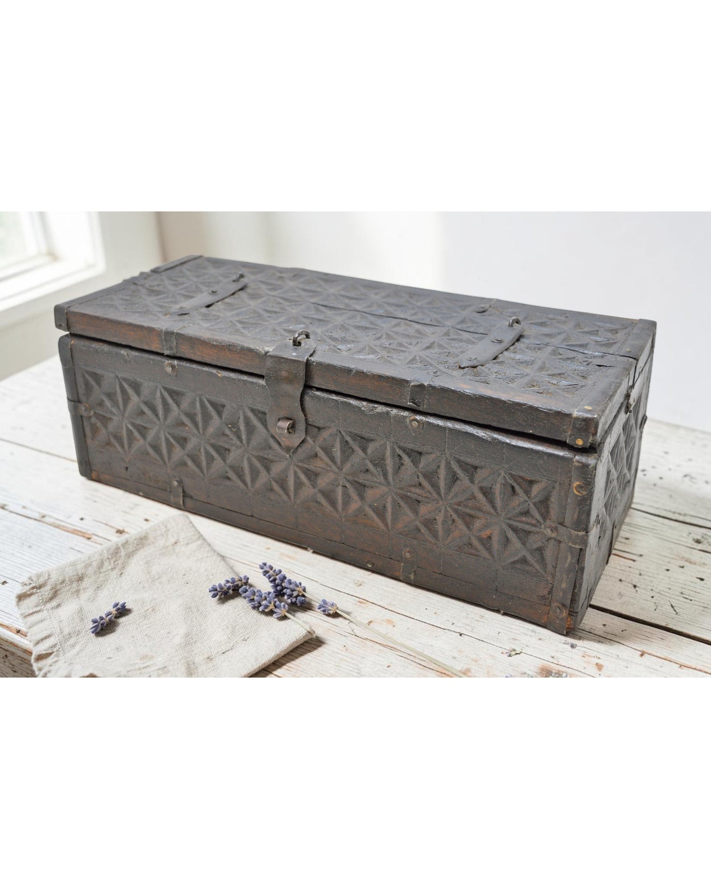 Vintage Wooden Storage Chest Box Original Old Fine Hand Crafted Carved
