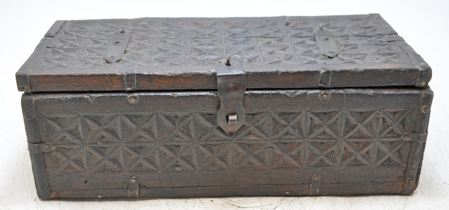 Vintage Wooden Storage Chest Box Original Old Fine Hand Crafted Carved