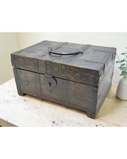 Vintage Wooden Storage Chest Box Original Old Hand Crafted Metal Fitted