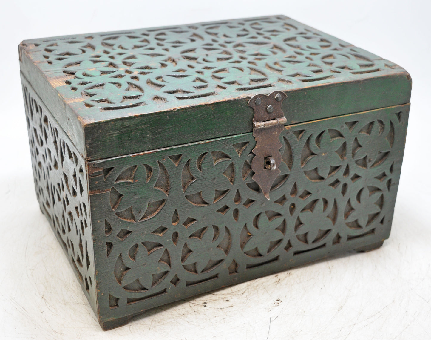 Antique Wooden Large Cash Chest Money Box Original Old Fine Hand Carved
