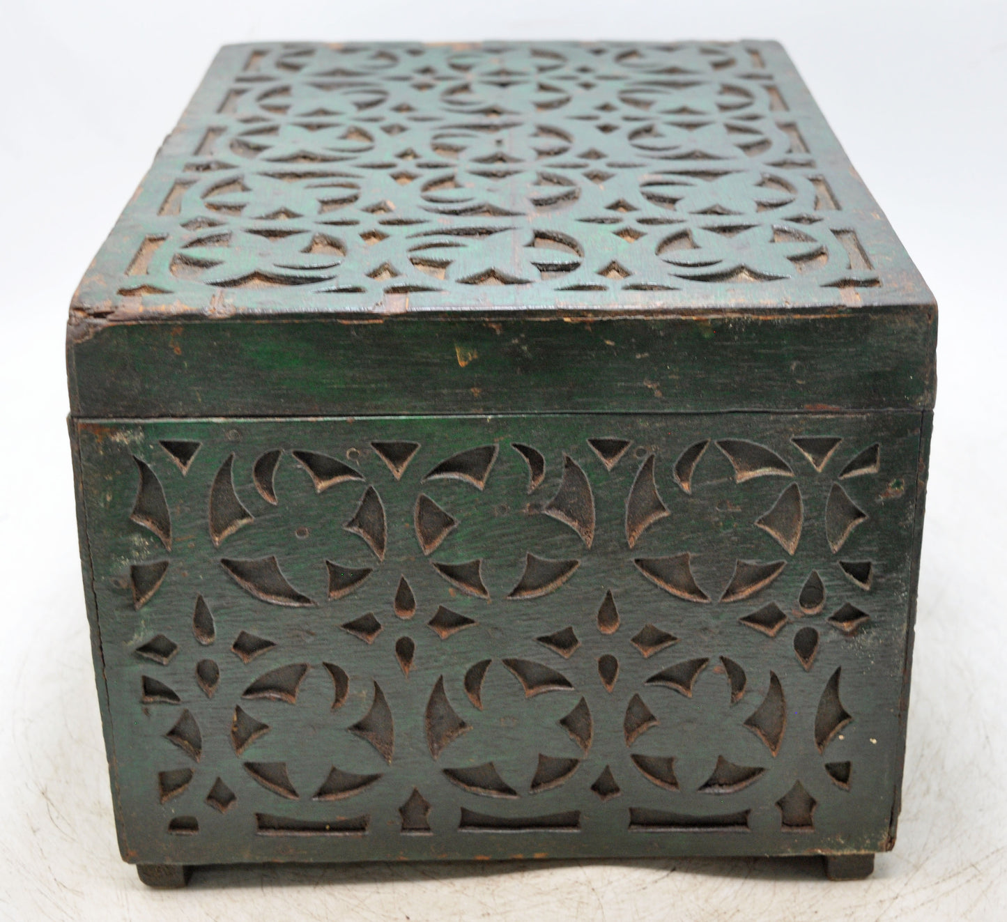 Antique Wooden Large Cash Chest Money Box Original Old Fine Hand Carved