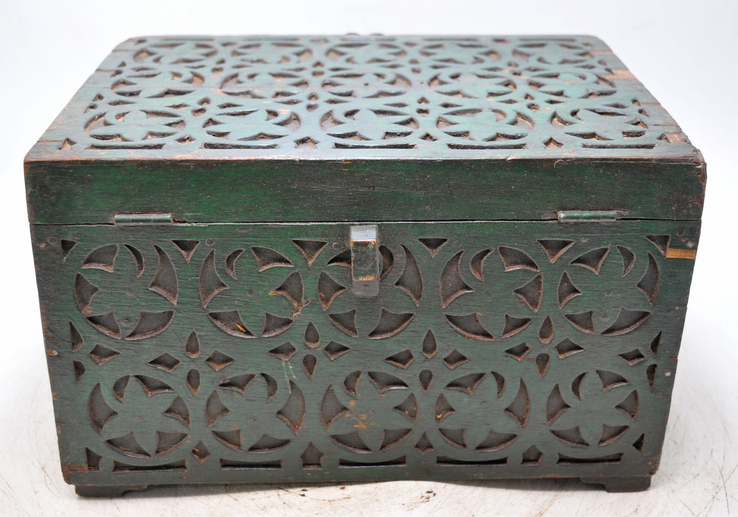 Antique Wooden Large Cash Chest Money Box Original Old Fine Hand Carved