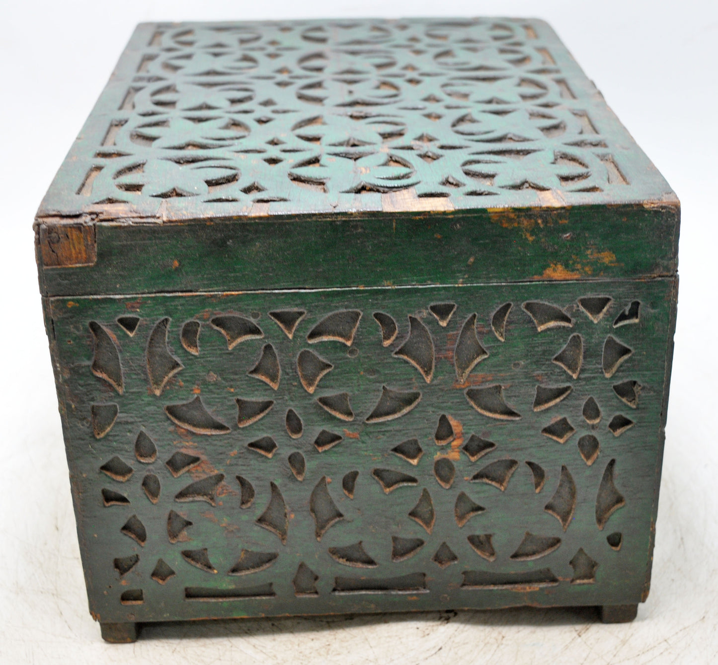 Antique Wooden Large Cash Chest Money Box Original Old Fine Hand Carved