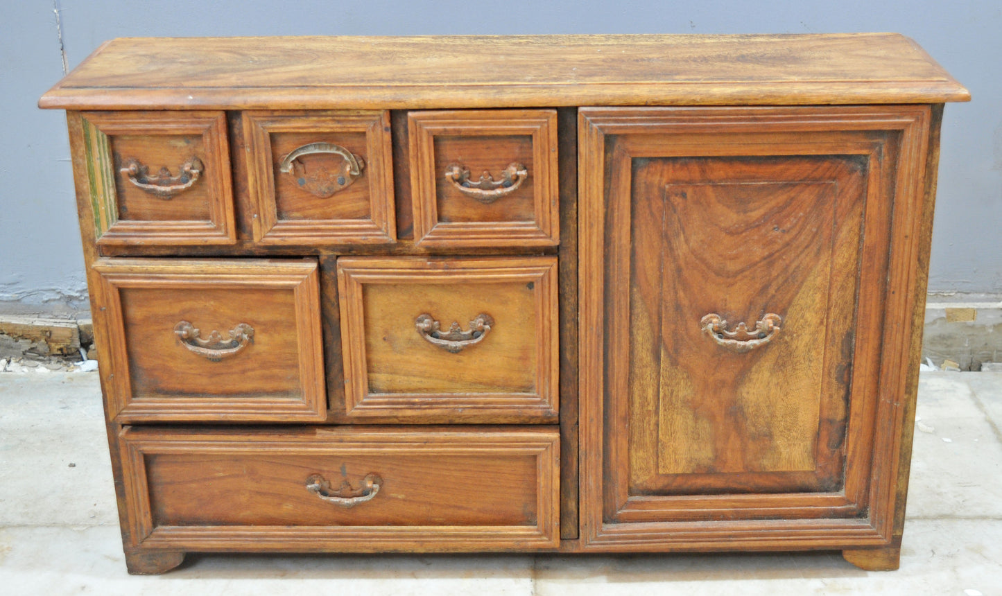 Vintage Wooden Miniature Cabinet Shaped Storage Box Original Old