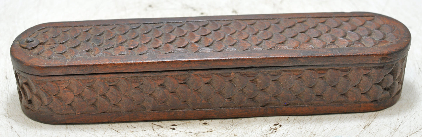 Vintage Wooden Pencil Stationary Box Original Old Fine Hand Carved