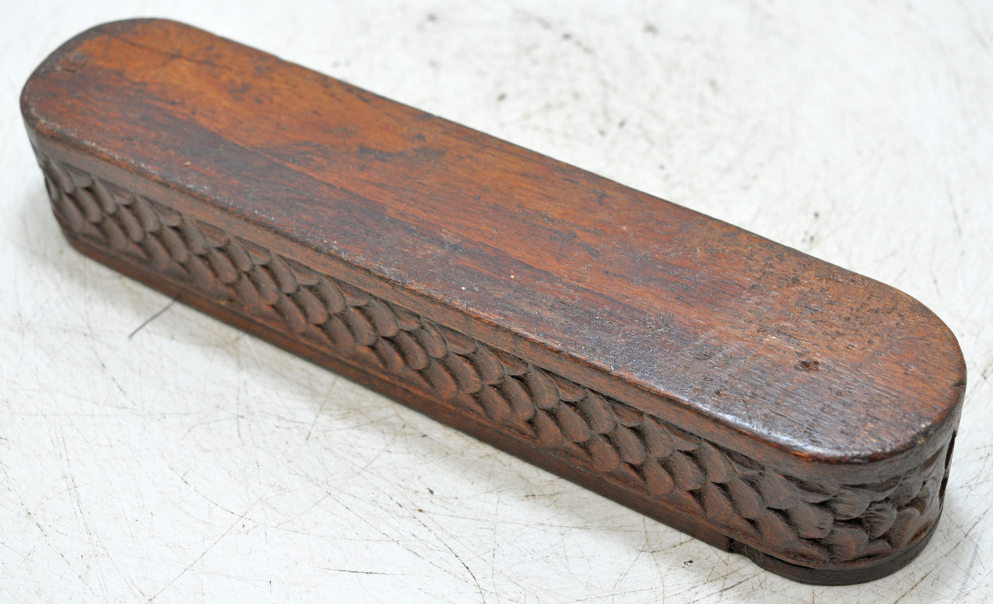 Vintage Wooden Pencil Stationary Box Original Old Fine Hand Carved