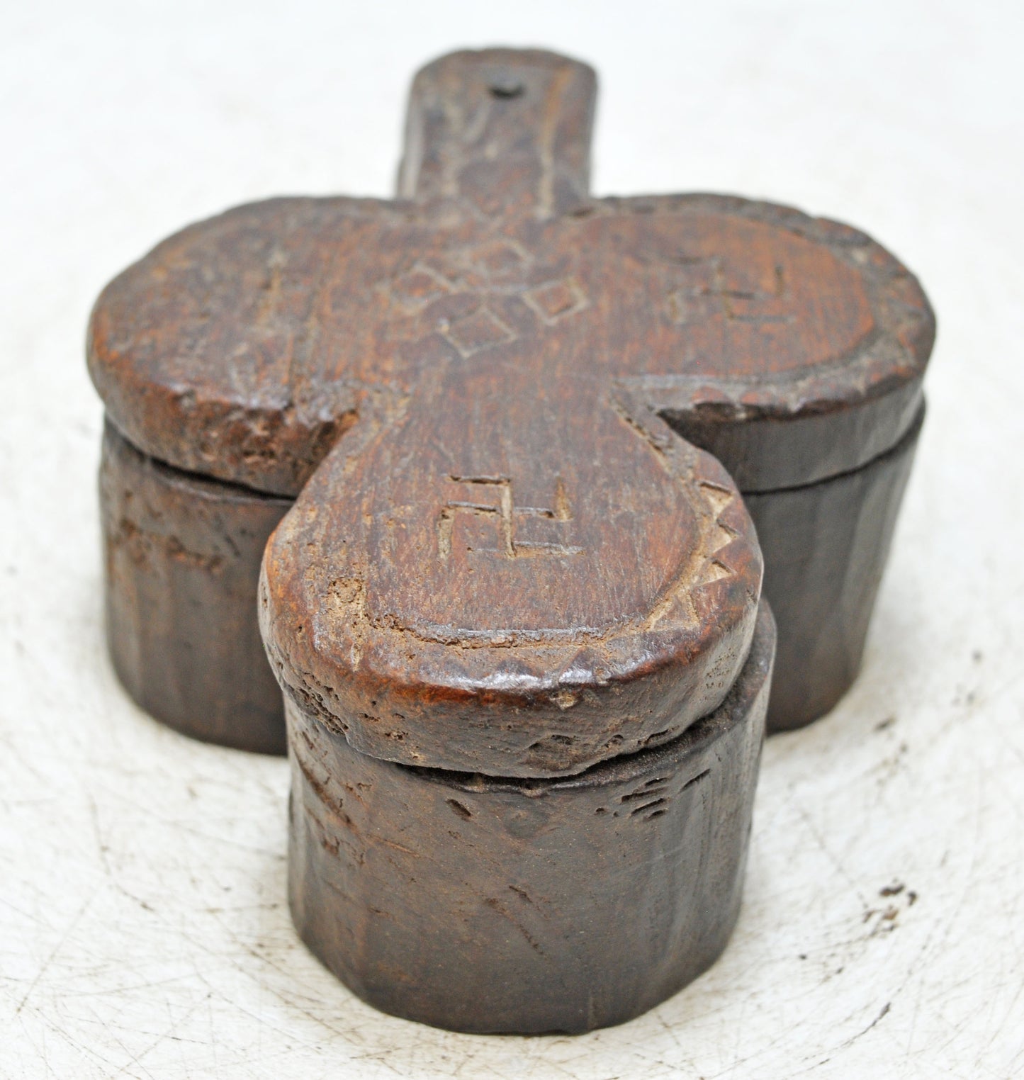 Antique Wooden Kum Kum Powder Tika Box Original Old Hand Carved