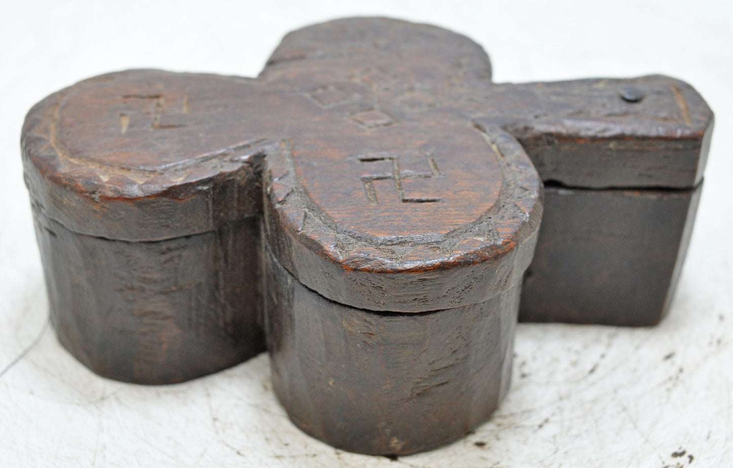 Antique Wooden Kum Kum Powder Tika Box Original Old Hand Carved