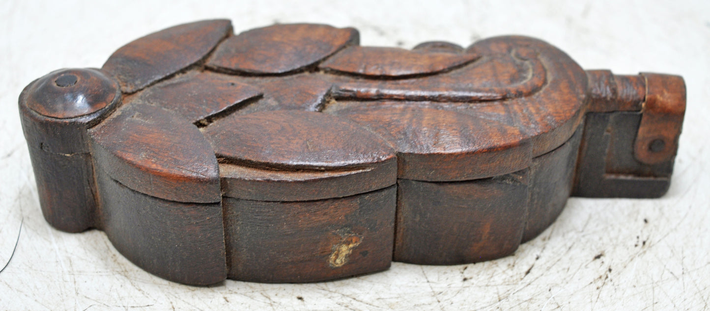 Antique Wooden Kum Kum Powder Tika Box Original Old Hand Carved