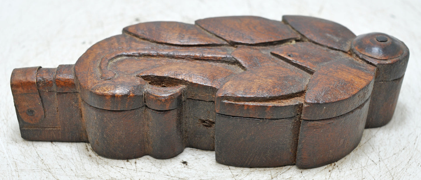 Antique Wooden Kum Kum Powder Tika Box Original Old Hand Carved