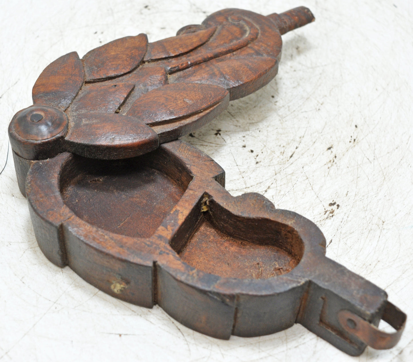 Antique Wooden Kum Kum Powder Tika Box Original Old Hand Carved