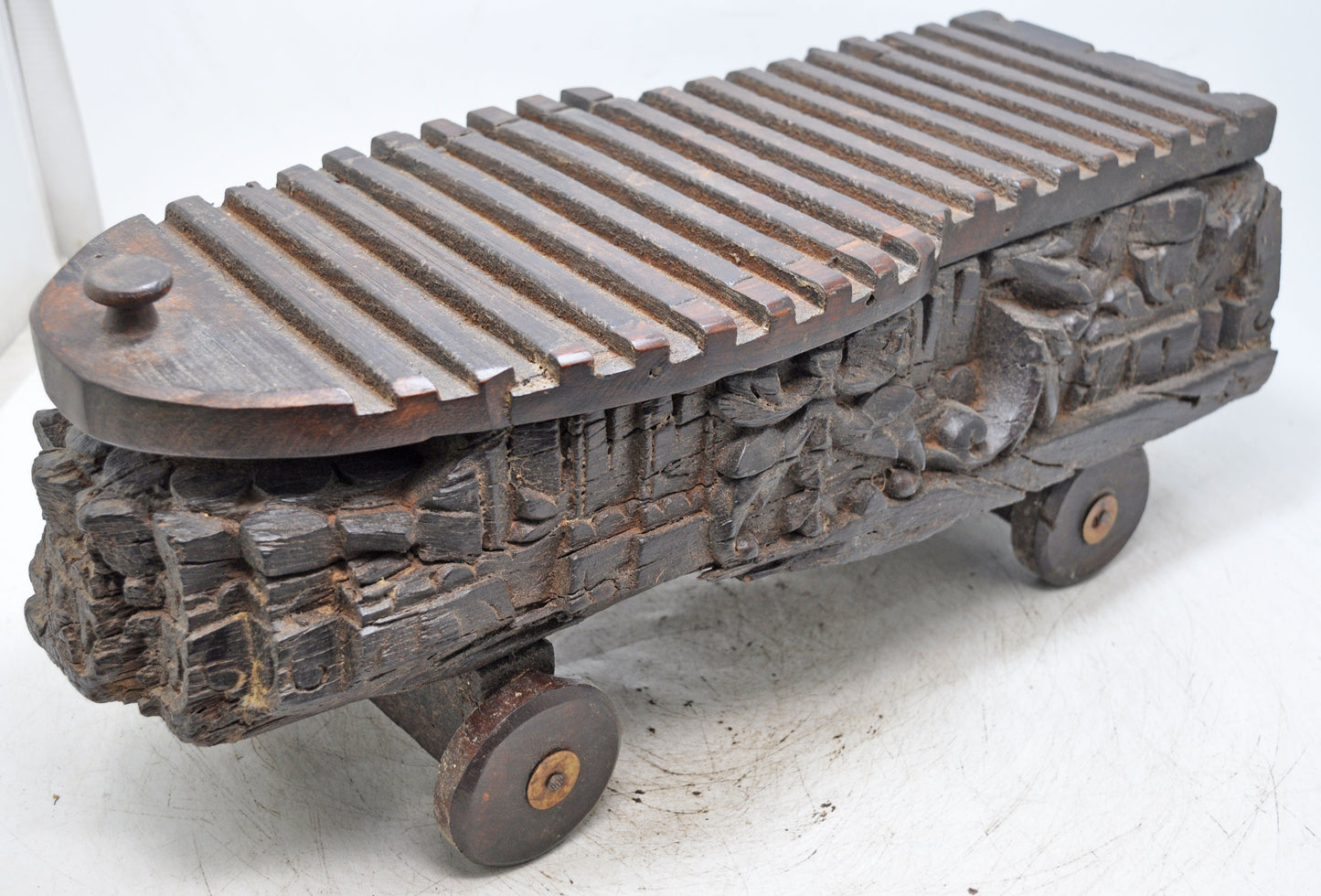 Antique Wooden Kitchenware Spice Container Box Original Old Fine Hand Carved