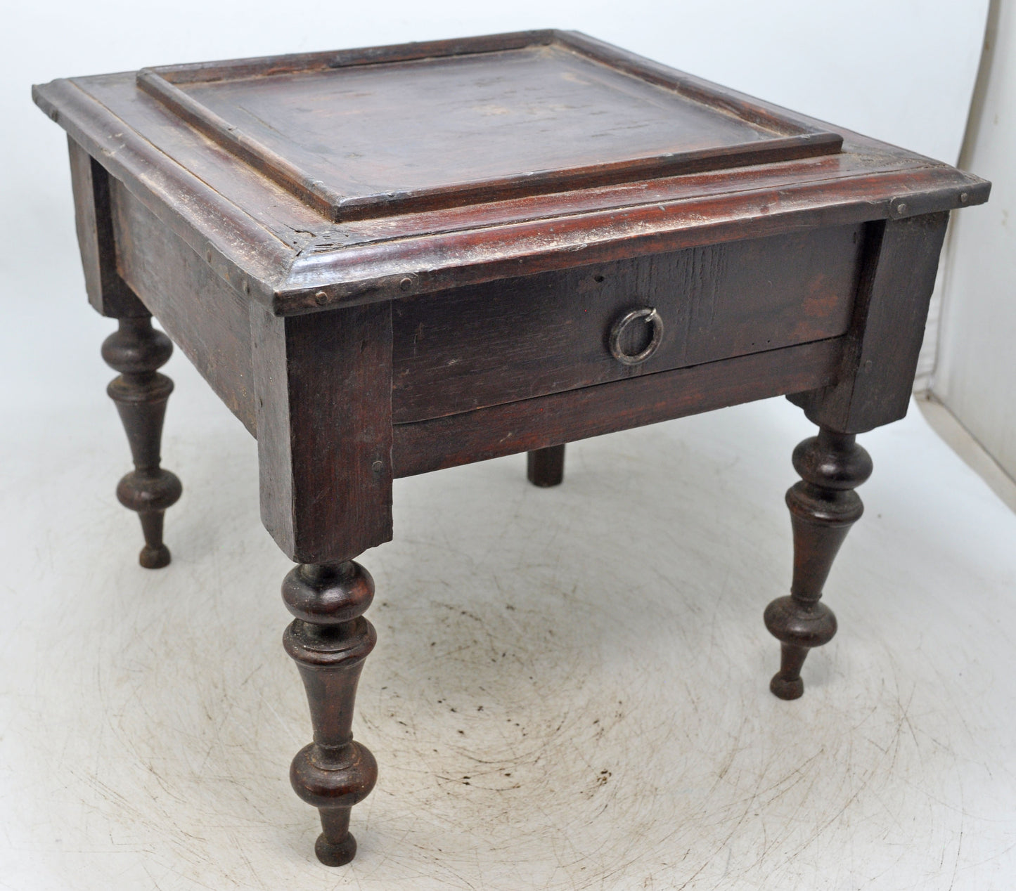 Antique Wooden Small Side Table With Drawer Original Old Hand Crafted