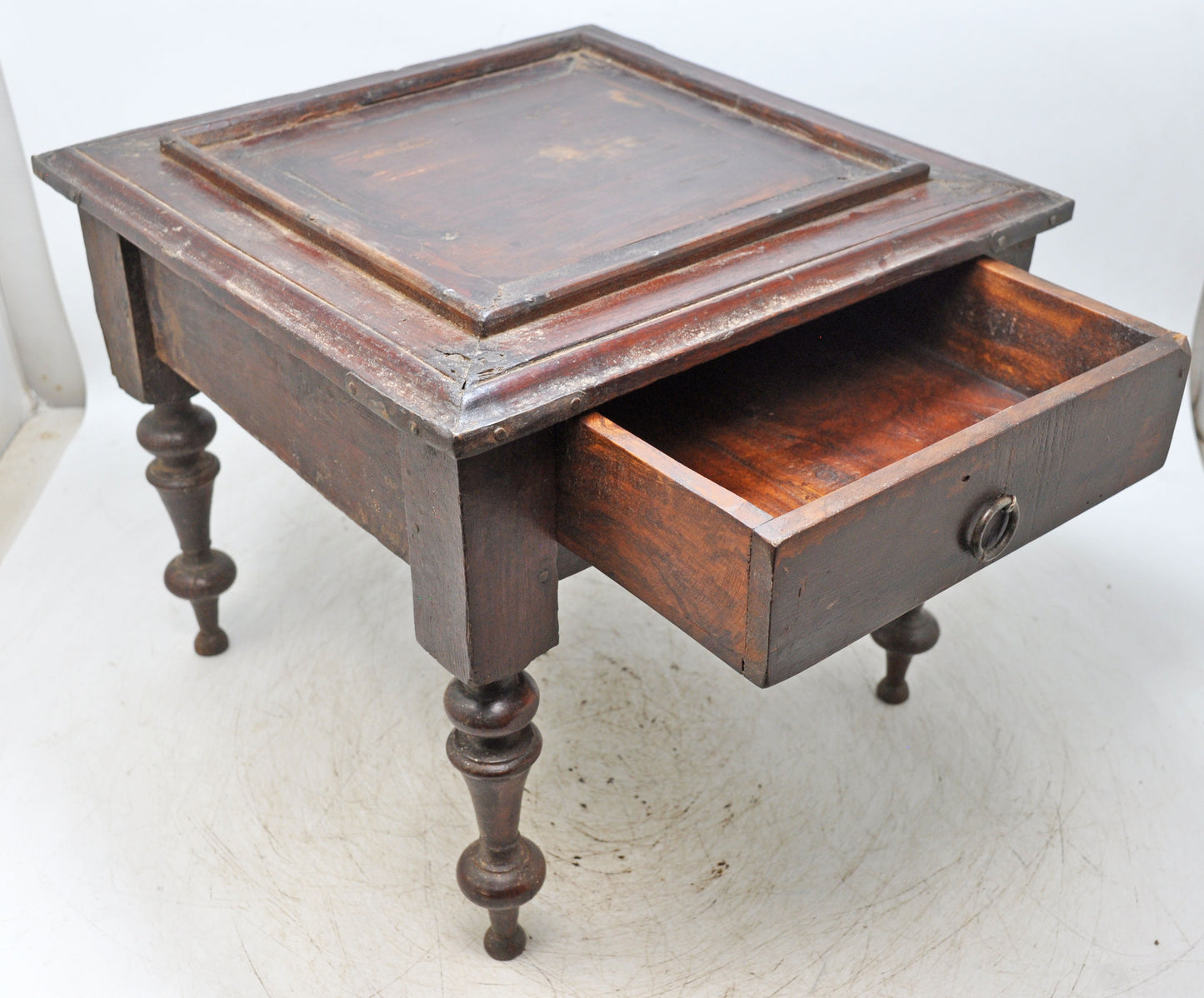 Antique Wooden Small Side Table With Drawer Original Old Hand Crafted