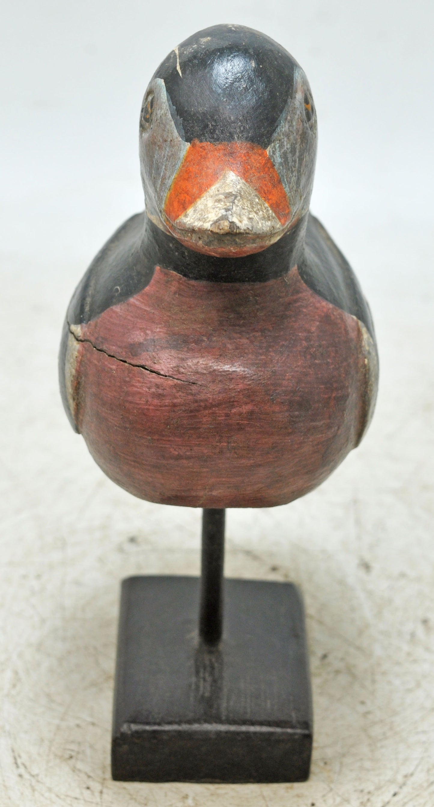 Vintage Wooden Duck Figurine Original Old Hand Carved Painted